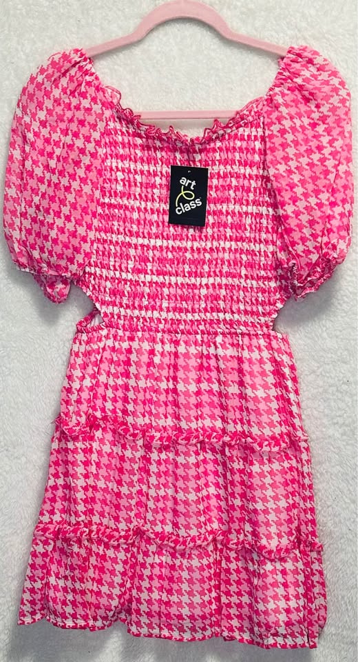 NWT Target Girls Smocked Dress Sz XS-XL Pink/White - photo 3