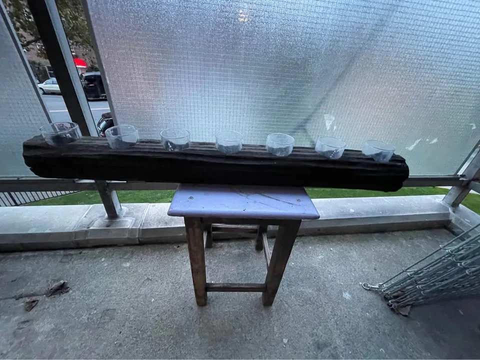 Rustic Wood Candle Holder with 8 Glass Votives image indicator(3)