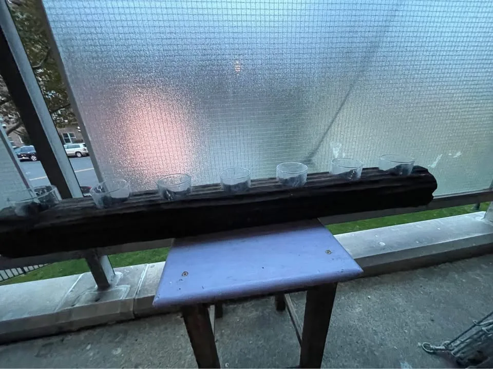 Rustic Wood Candle Holder with 8 Glass Votives image indicator(4)