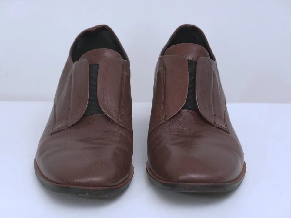 Yuko Imanishi+ Tsubasa Brown Leather Loafers, 1.8” Heel (39 / W8 image indicator(3)