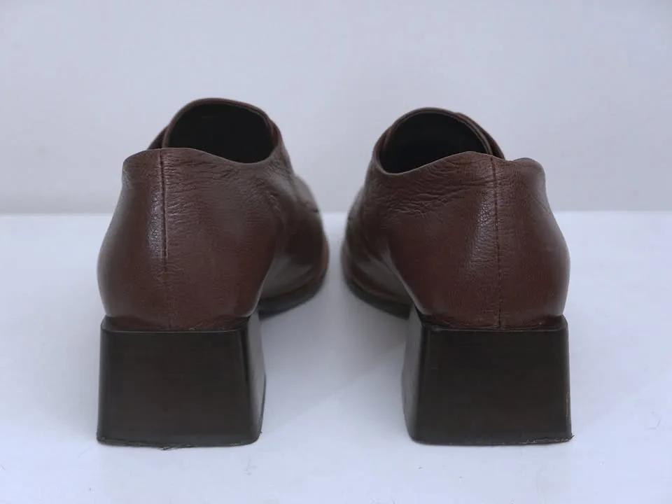 Yuko Imanishi+ Tsubasa Brown Leather Loafers, 1.8” Heel (39 / W8 image indicator(5)