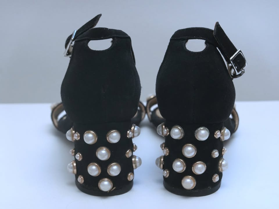 Pearl and Black Suede Heels (Women’s 7) - photo 4