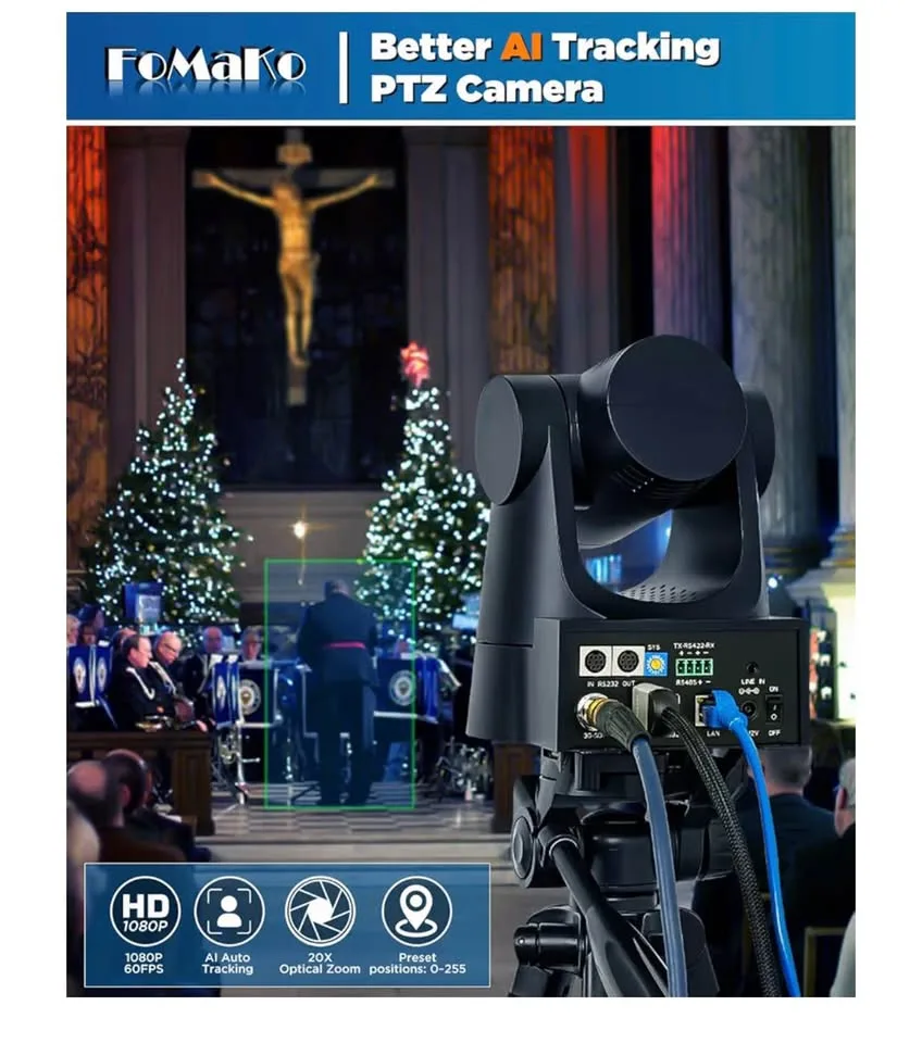 FoMaKo PTZ Camera HDMI AI Auto Tracking 20x Optical Zoom image indicator(6)