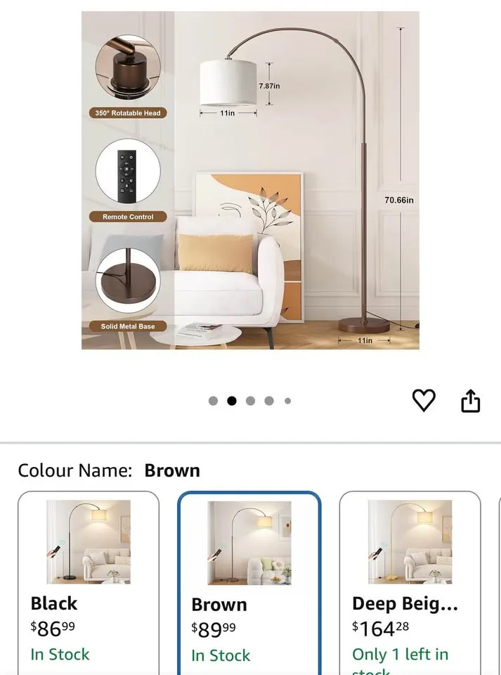 Ambimall Remote-Controlled Arc Floor Lamp image indicator(2)