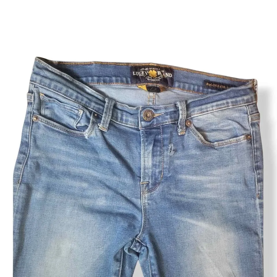 Woman's LUCKY BRAND Brooke Straight Leg Medium Wash Denim Jeans