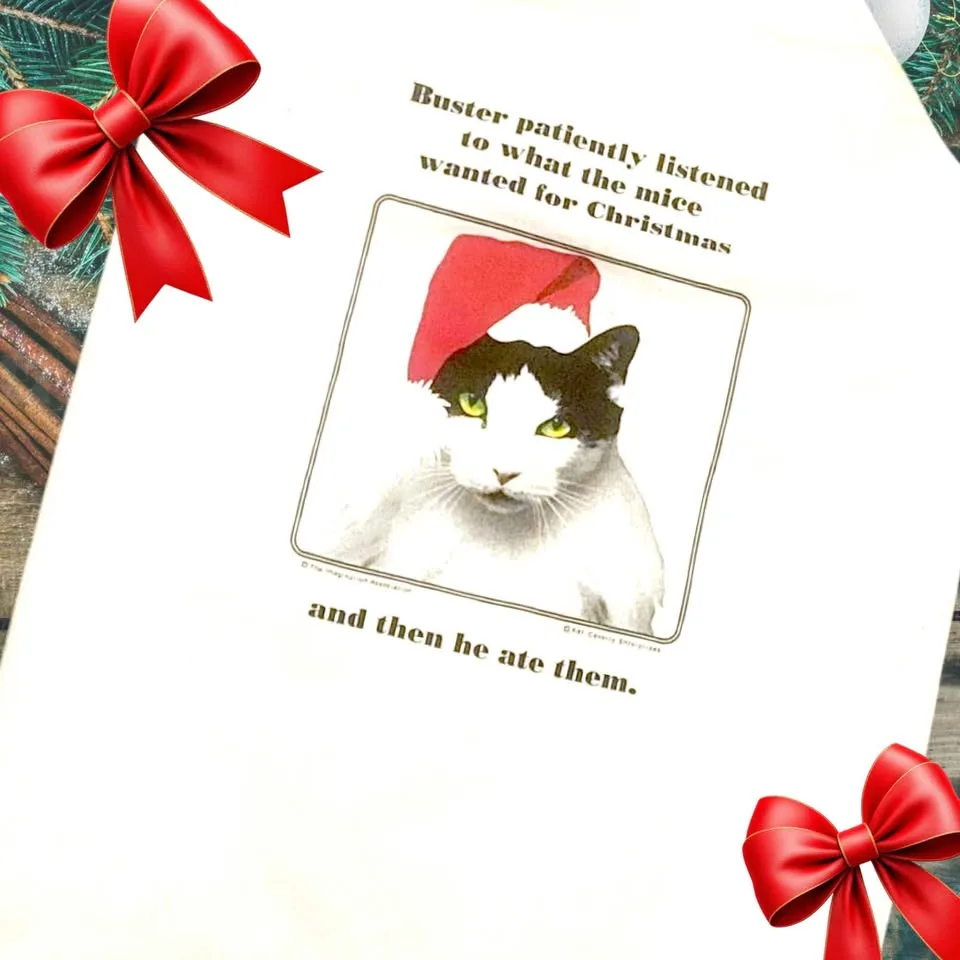 Brand New Cute Christmas Funny Cat White Apron image indicator(5)