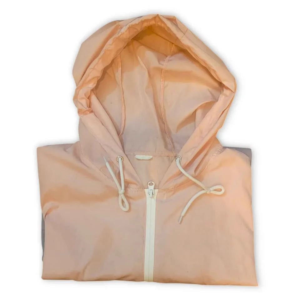 Retro Women's Light Pink & Grey Nylon 80's Windbreaker Size Medi image indicator(5)