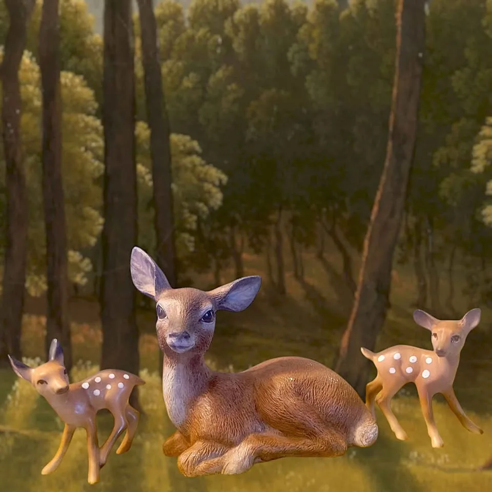 Family Of 3 Rare Mid-Century Japanese Ceramic Deer Figurines image indicator(4)