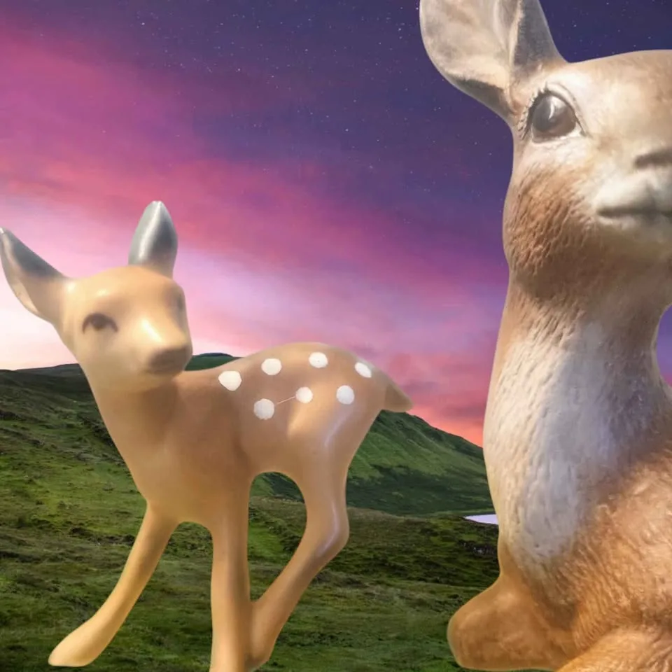 Family Of 3 Rare Mid-Century Japanese Ceramic Deer Figurines image indicator(5)