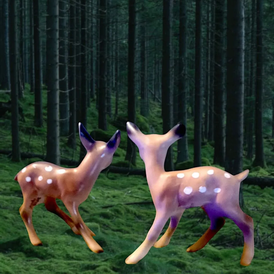 Family Of 3 Rare Mid-Century Japanese Ceramic Deer Figurines image indicator(6)