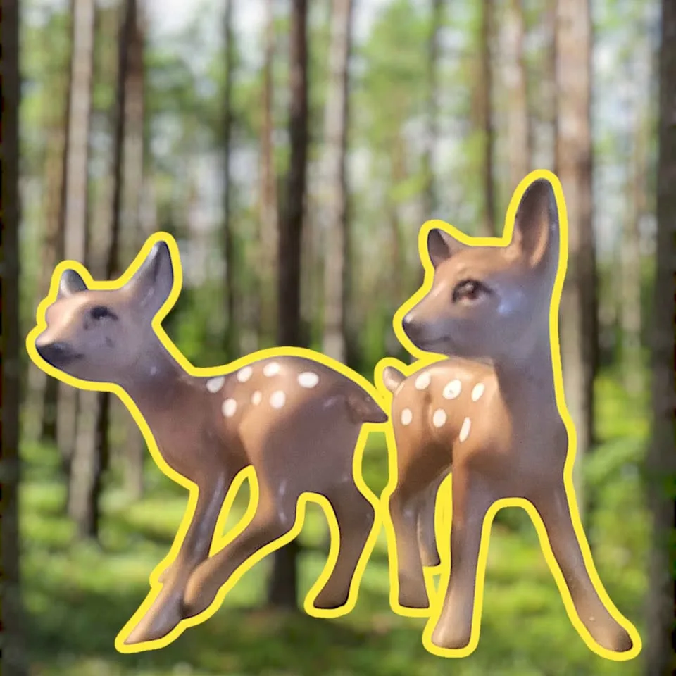 Family Of 3 Rare Mid-Century Japanese Ceramic Deer Figurines image indicator(8)