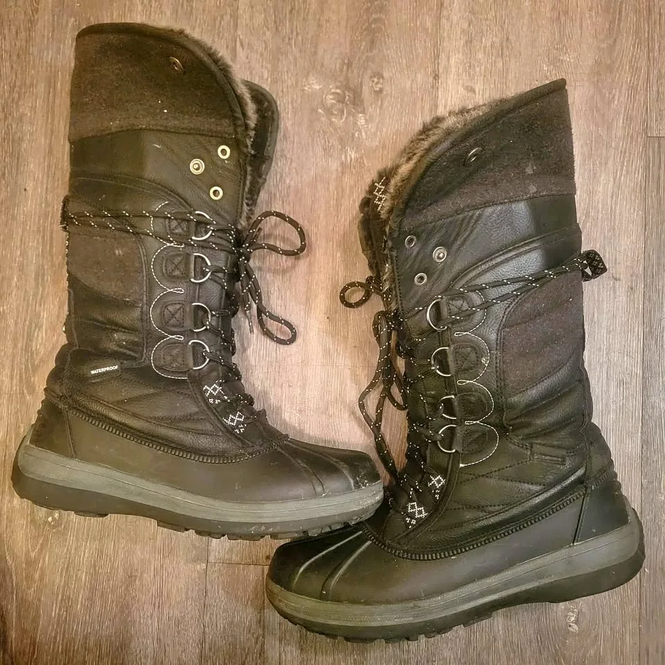 SOREL STYLE WINTER WATERPROOF FUR LINED BOOTS Size 8