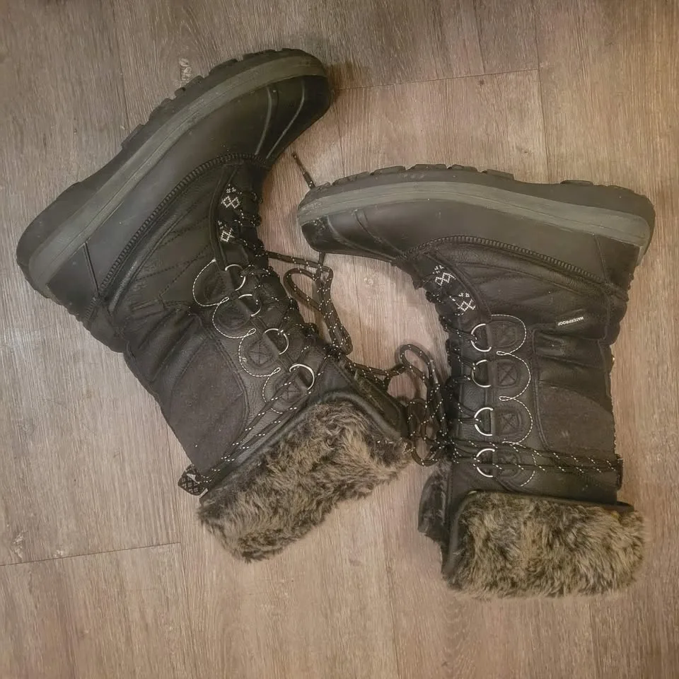 SOREL STYLE WINTER WATERPROOF FUR LINED BOOTS Size 8 image indicator(3)