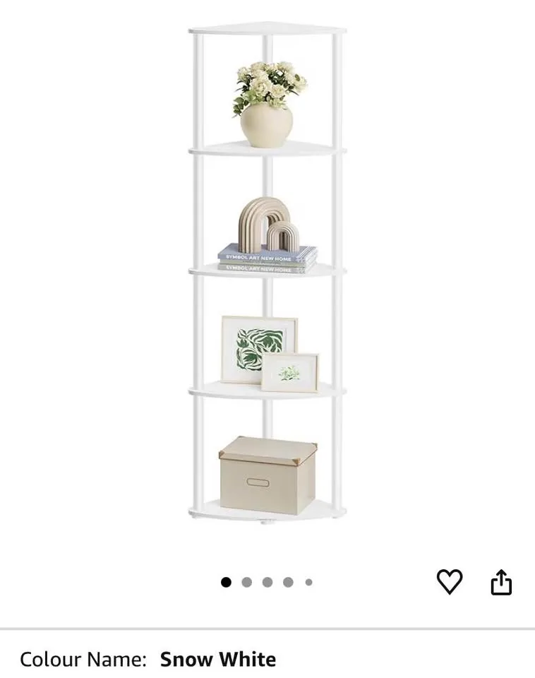 ✨ SONGMICS HOME 5-Tier Corner Shelf – Snow White ✨ Brand New image indicator(2)