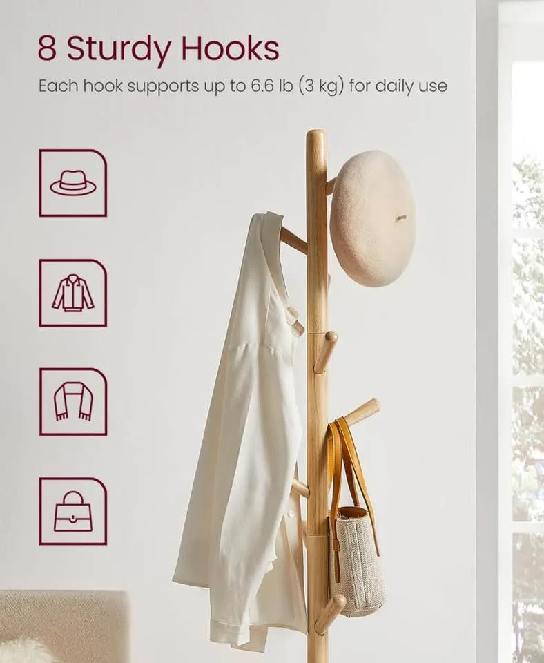 53.7 inches VASAGLE Solid Wood Coat Rack - New image indicator(3)