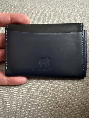 Mywalit Card Holder black w/ teal stitches Pre-Owned image indicator(2)