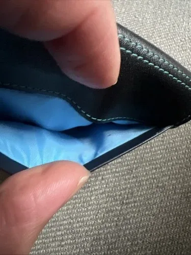 Mywalit Card Holder black w/ teal stitches Pre-Owned image indicator(4)