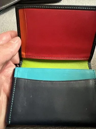 Mywalit Card Holder black w/ teal stitches Pre-Owned image indicator(5)