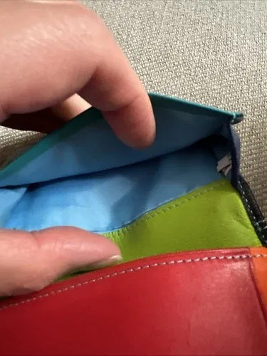 Mywalit Card Holder black w/ teal stitches Pre-Owned image indicator(7)