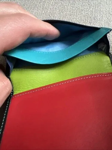 Mywalit Card Holder black w/ teal stitches Pre-Owned image indicator(8)