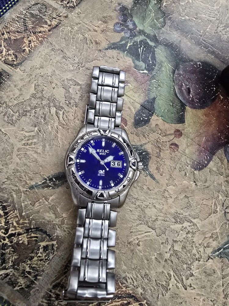 Relic Wet Watch Mens Blue Dial Day Date ZR11538 NIB - photo 5