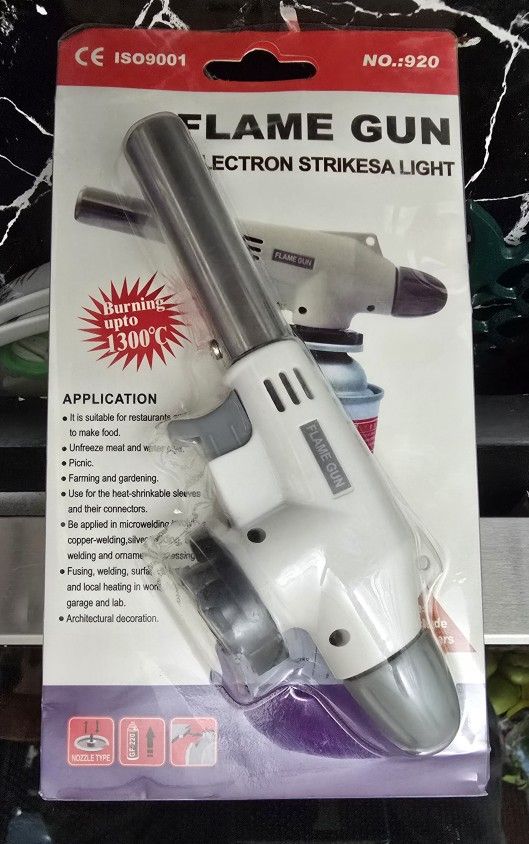 Adjustable Butane Flame Gun Blow Torch Head w/ Electronic Trigge