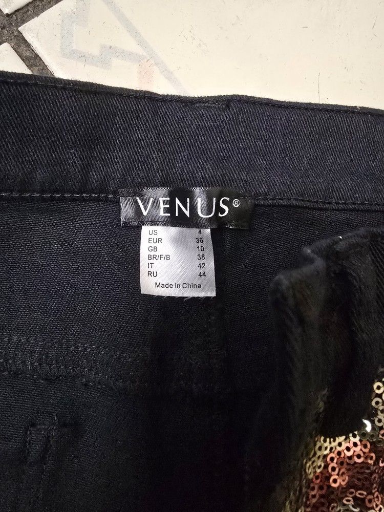 Venus Ladies Sequined Black Stretch Ankle Pants US Sz 4 - photo 2