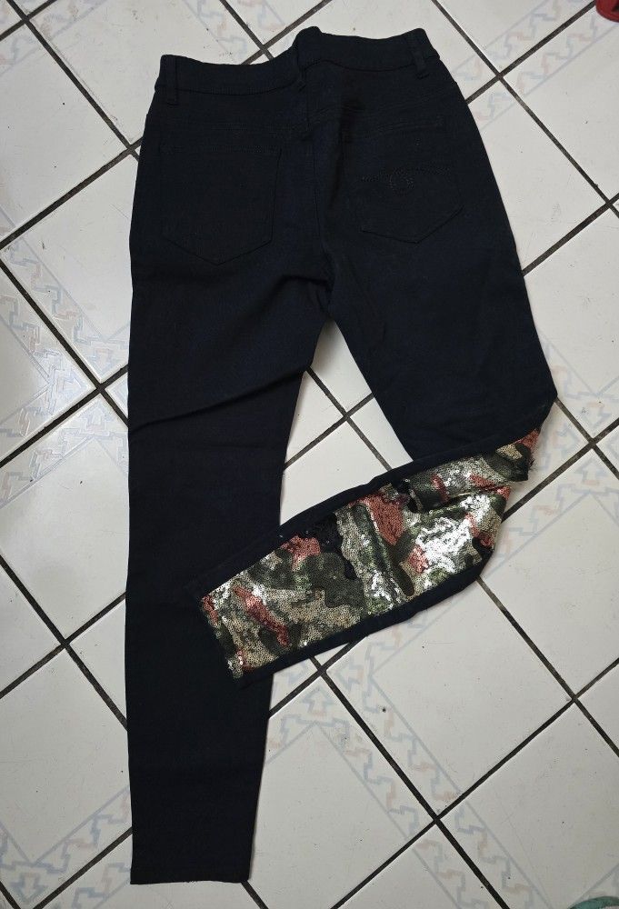 Venus Ladies Sequined Black Stretch Ankle Pants US Sz 4 - photo 3
