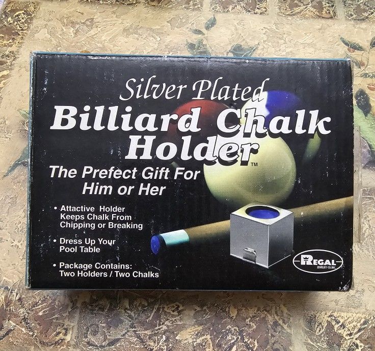 REGAL Silver Plated Billiard Chalk Holder Set