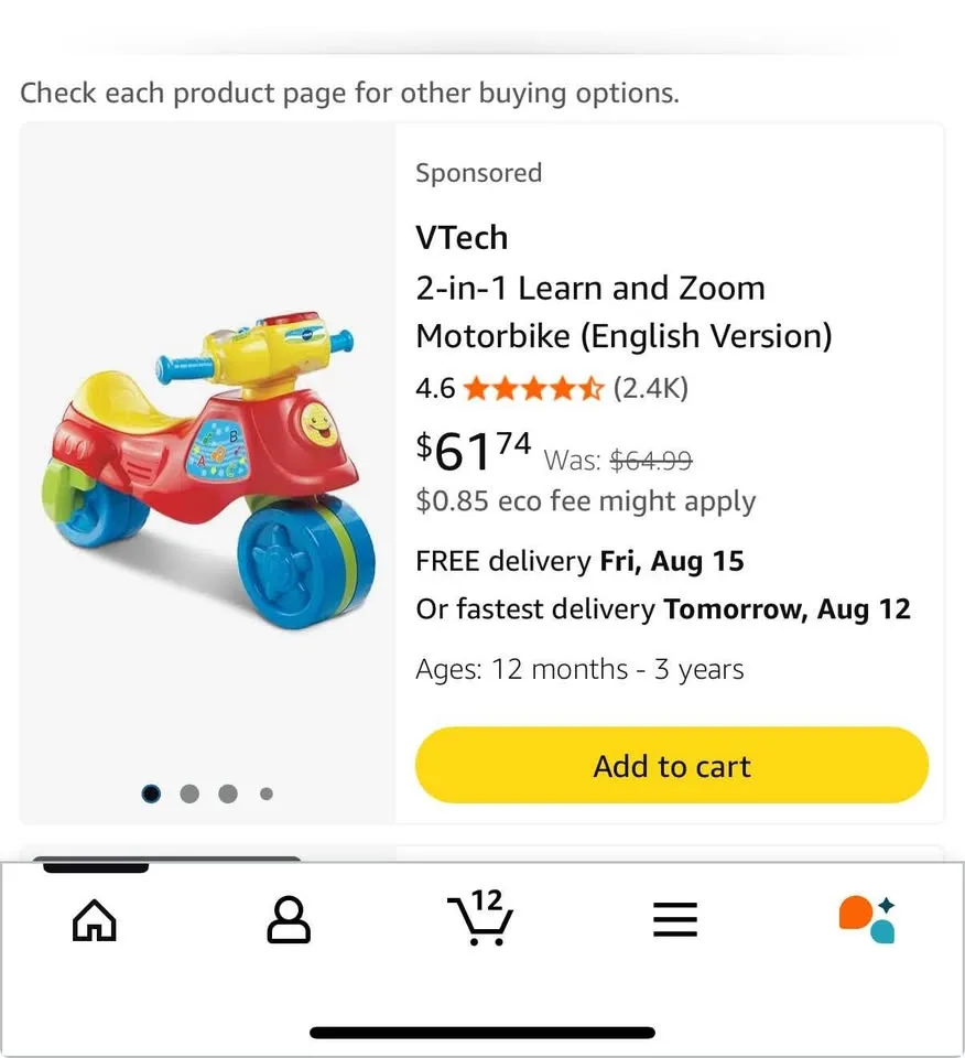 V Tech 2 in 1 Learn and Zoom Motorbike image indicator(2)