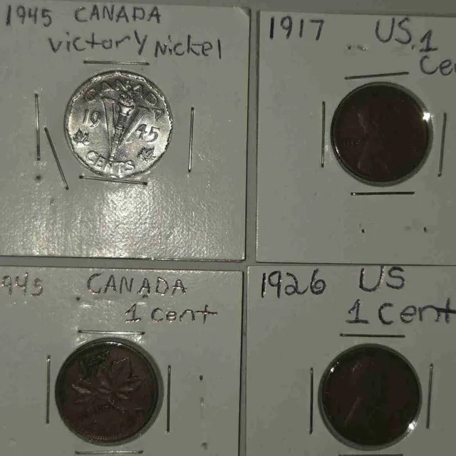 Various U.S and Canada 1 Cent coins (1915-1950) image indicator(2)
