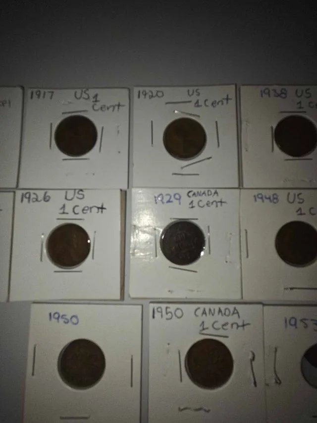 Various U.S and Canada 1 Cent coins (1915-1950) image indicator(4)