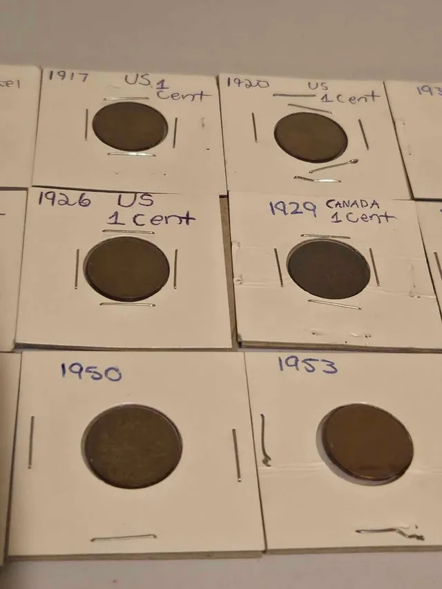Various U.S and Canada 1 Cent coins (1915-1950) image indicator(5)