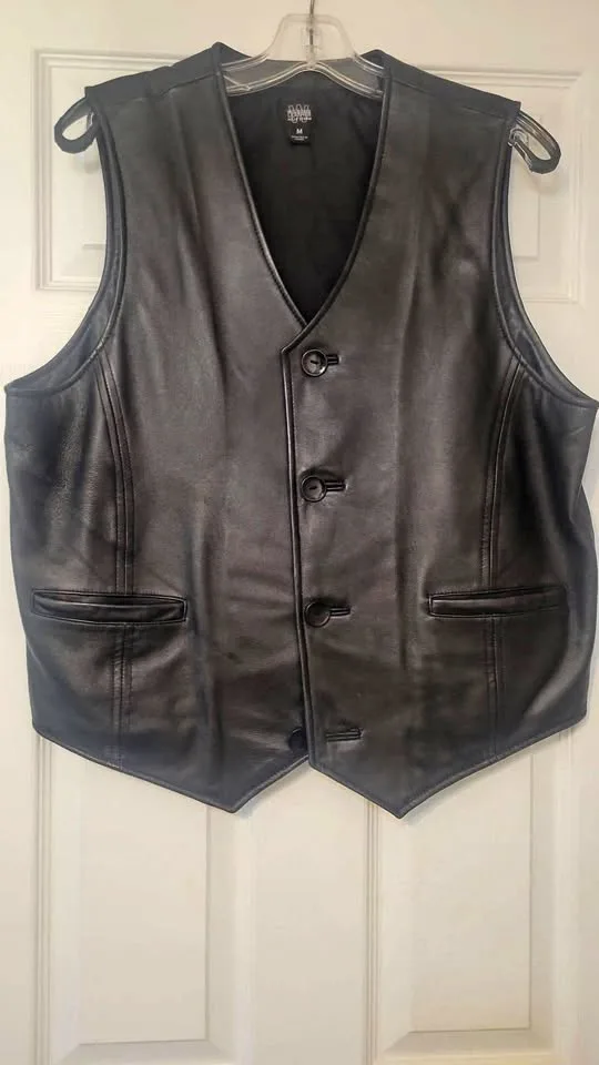 Crisp Black Leather Vest size Medium