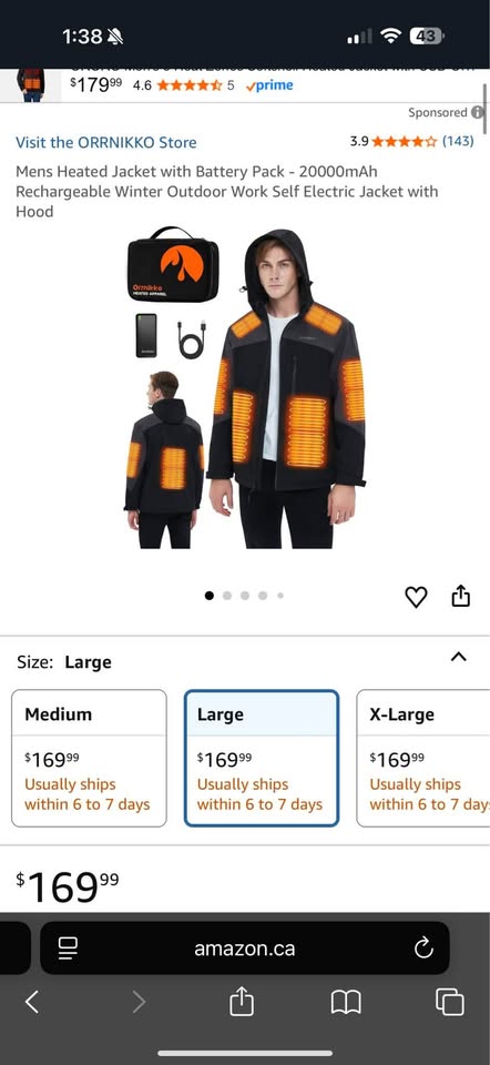 Mens Heated Jacket with Battery Pack 20000mAh Rechargeable - photo 2