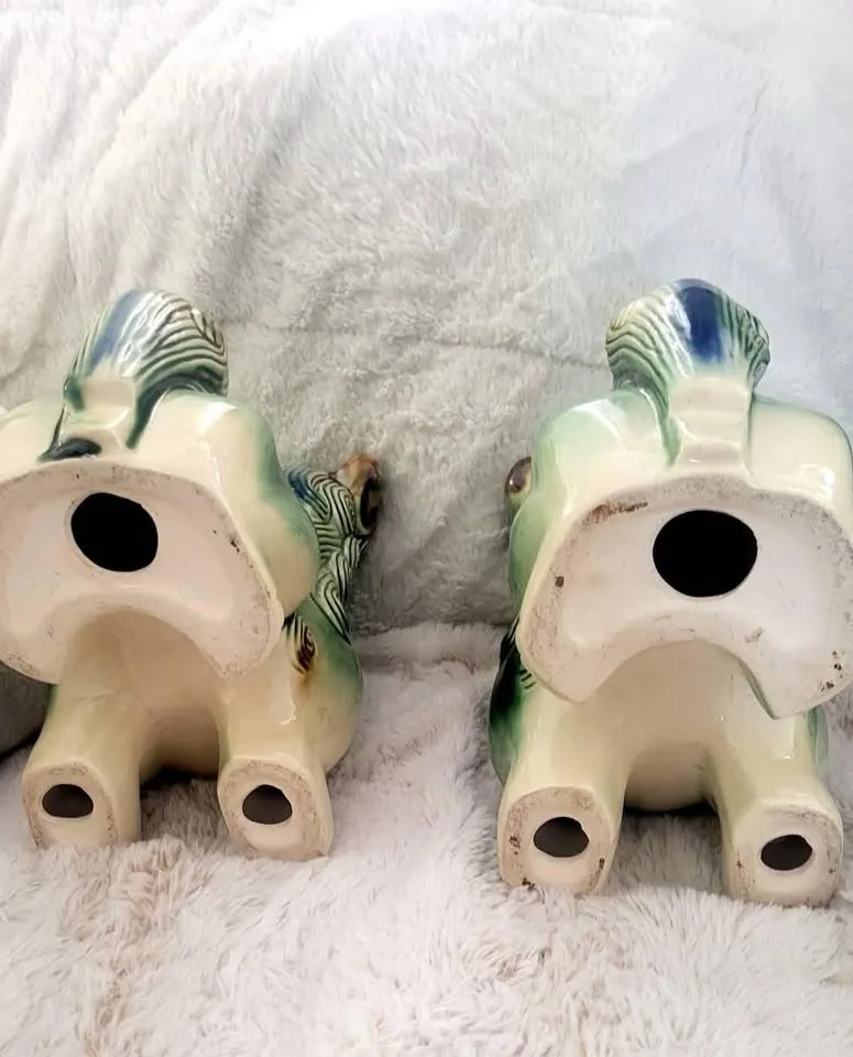 Vintage antique Chinese Asian ceramic Fu Foo Good Luck green dog image indicator(5)