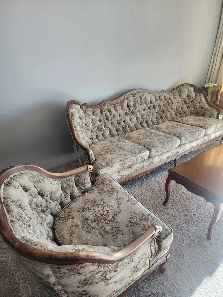 Vintage French Provincial Sofa, Armchair & Table image indicator(3)