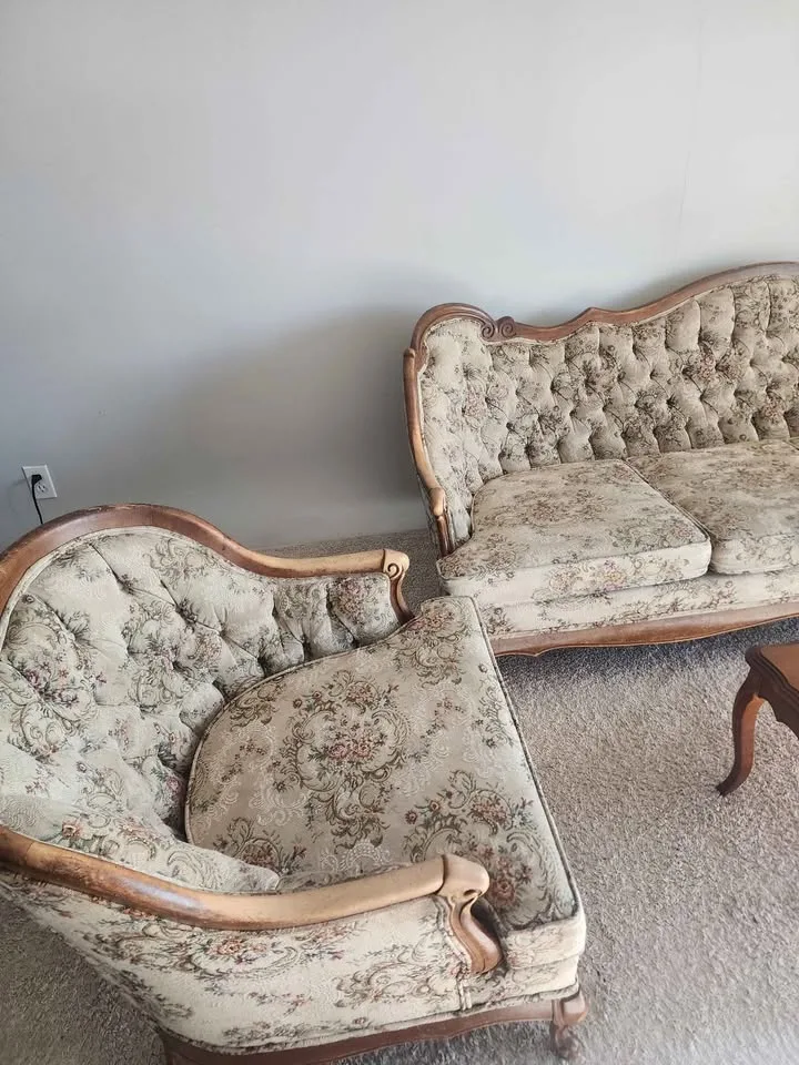 Vintage French Provincial Sofa, Armchair & Table image indicator(5)