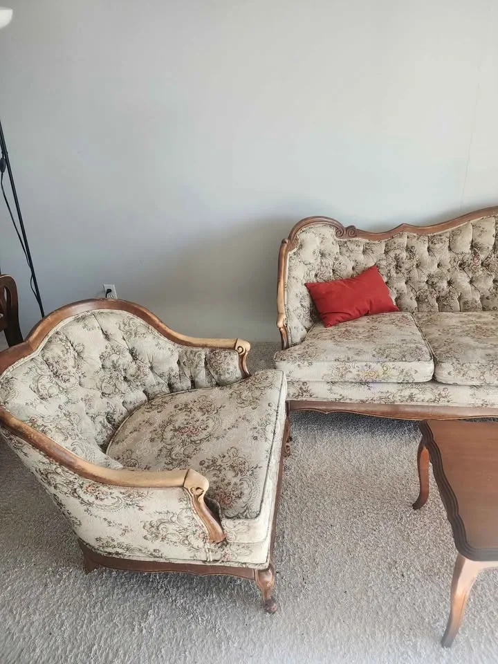 Vintage French Provincial Sofa, Armchair & Table image indicator(6)