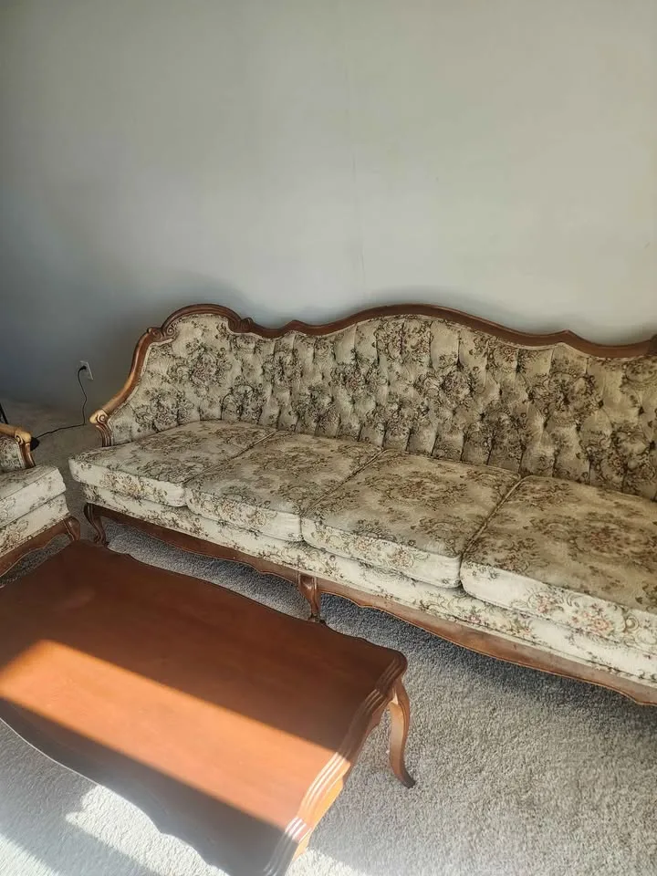 Vintage French Provincial Sofa, Armchair & Table image indicator(7)