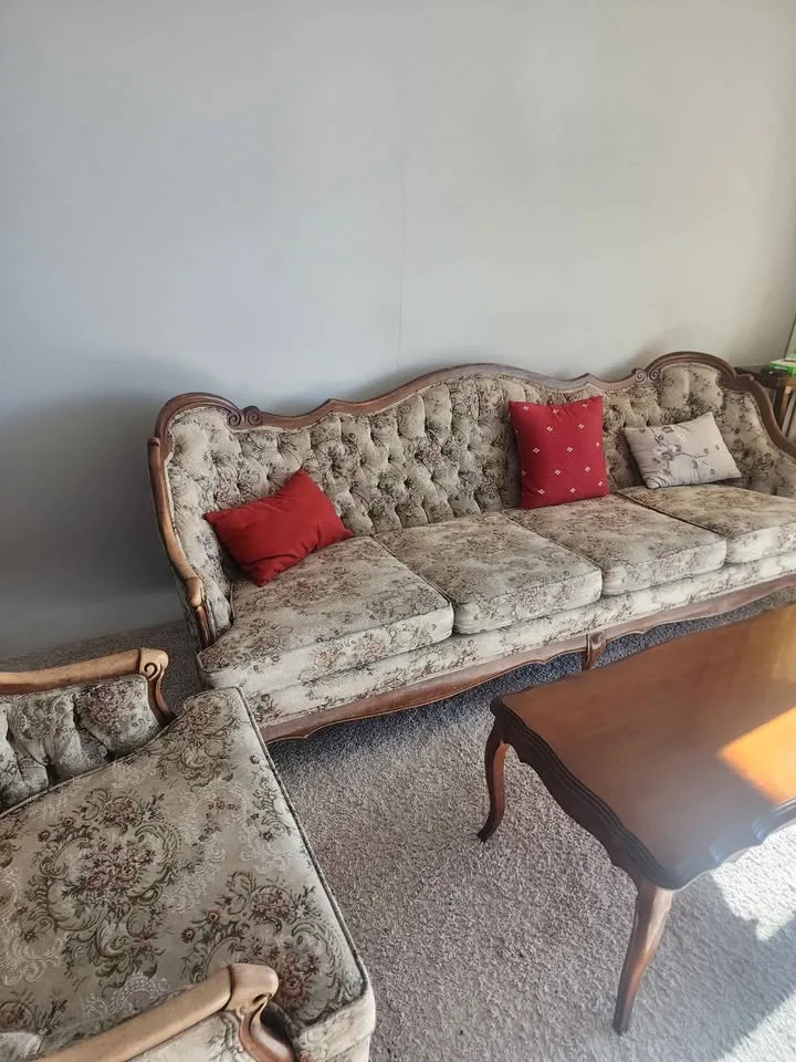 Vintage French Provincial Sofa, Armchair & Table image indicator(9)