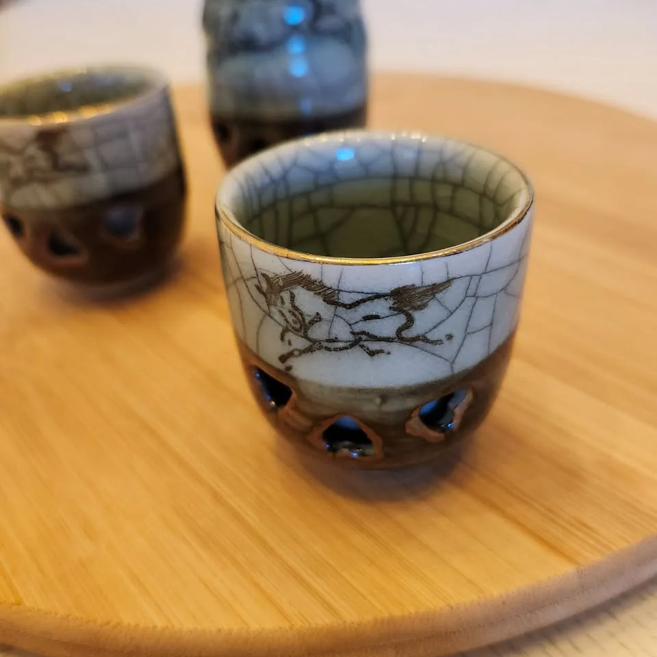 Sake Set #1, with Tokkuri and 2 Cups image indicator(2)