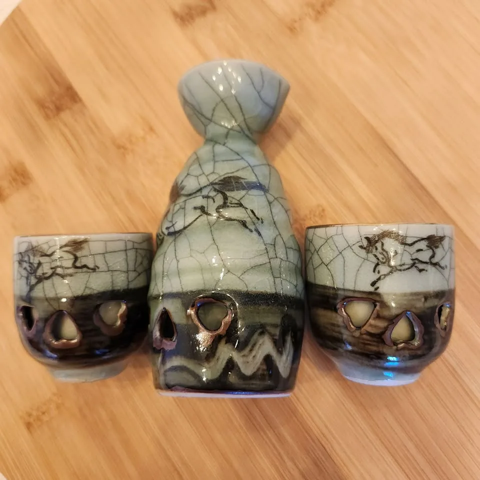 Sake Set #1, with Tokkuri and 2 Cups image indicator(5)