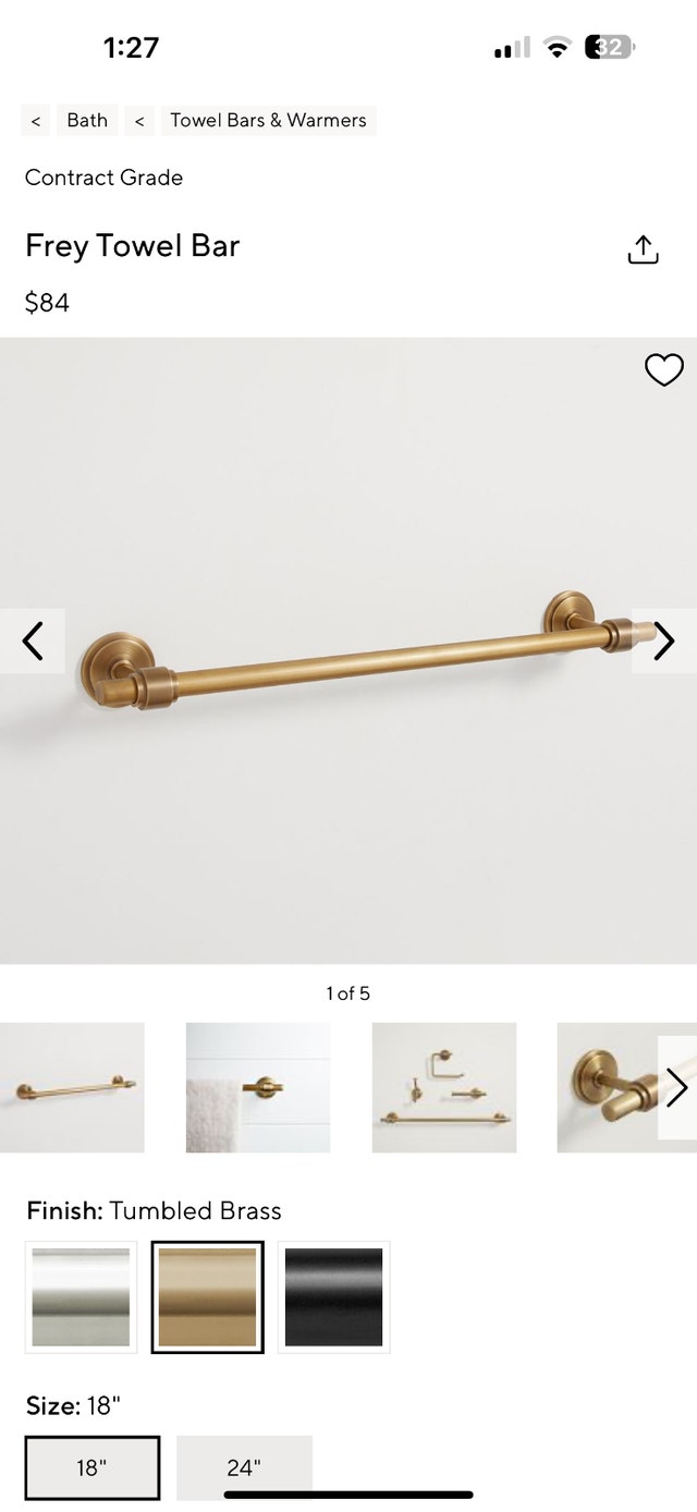 Pottery Barn Frey Towel Bar - Tumbled Brass - 18 inch - photo 4