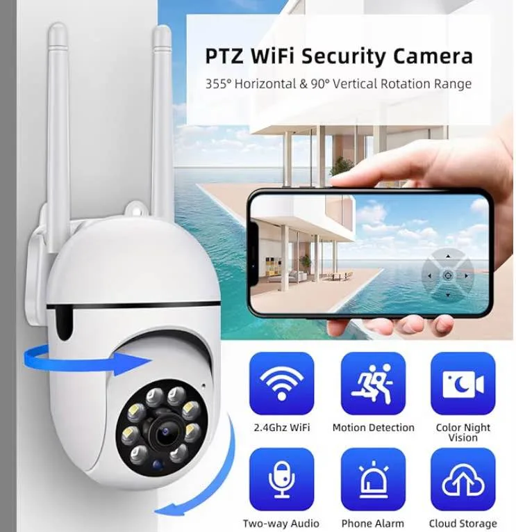 EVERSECU 1080P Outdoor Wired WiFi PTZ Security Camera... image indicator(4)