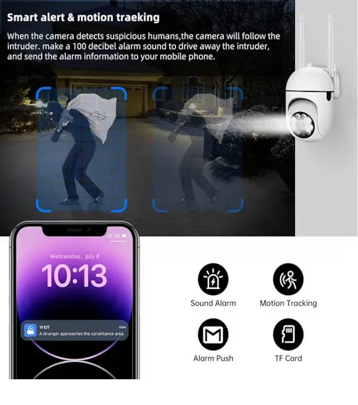 EVERSECU 1080P Outdoor Wired WiFi PTZ Security Camera... image indicator(8)