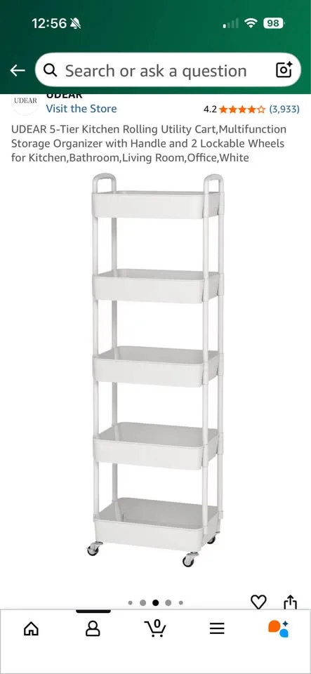 🛒 5-Tier Rolling Utility Cart – Perfect for Kitchen, Bathroom, P image indicator(2)