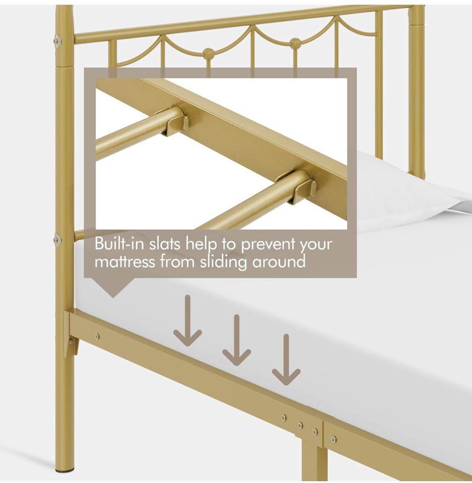 Twin Metal Bed Frame w/ Vintage Headboard & Footboard - photo 5