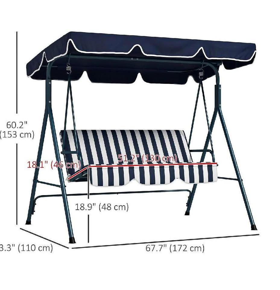 New open box 3 person outdoor patio swing
