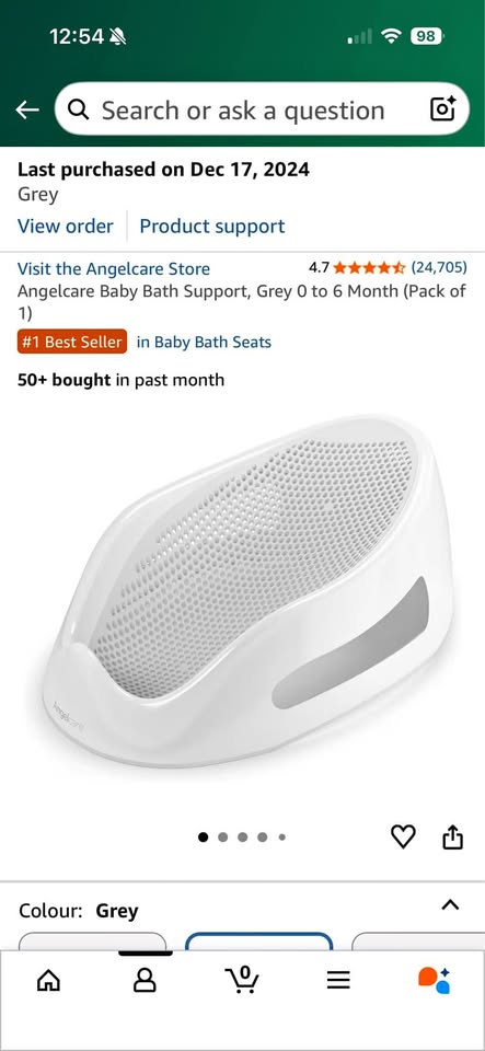 Angelcare Baby Bath Support – Grey (Gently Used)